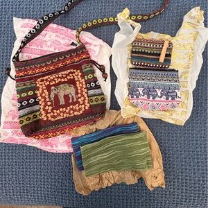 Thai Handmade Elephant Pattern Crossbody Bag Using Hmong/Lanna-style weaving Lot